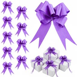 60pcs Purple 30mm/3cm Large Ribbon Pull Bows for Gift Wrapping, Hampers, Florist Bouquets, Wedding Cars and Party Décor Pullbow