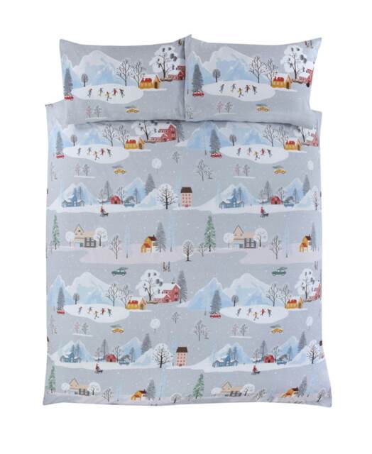 Winter Town Polycotton Duvet Cover Set with Pillowcase Multi Single 1