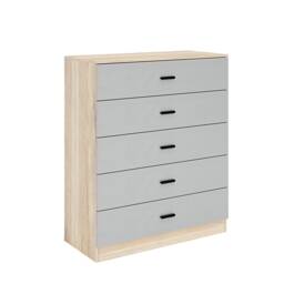 Oak 5-Drawer Chest Cabinet Brown 1