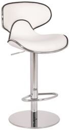 Deluxe Carcaso Faux Leather Bar Stool, Adjustable Swivel, Weighted Base White