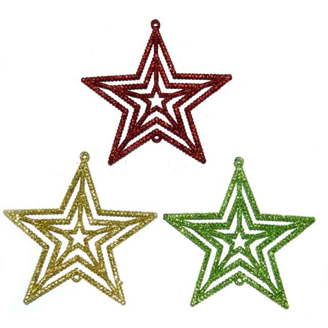 3Pcs Glitter Stars Christmas Tree Xmas Party Hanging Ornament Décor,1PK