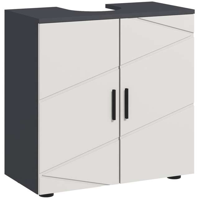 kleankin Bathroom Vanity Unit, Pedestal Sink Cabinet with Shelf, Light Grey Grey Light Grey