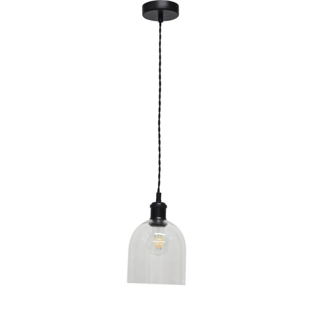 Belten - Clear Glass Cloche Black Retro Pendant Fitting