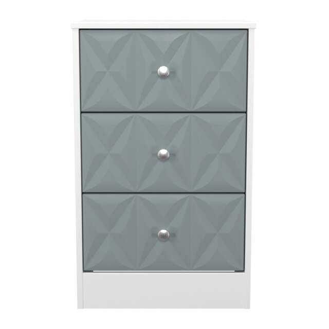 Memphis 3 Drawer Bedside Cabinet in Duck & White Matt (Ready Assembled) Blue Duck & White Matt