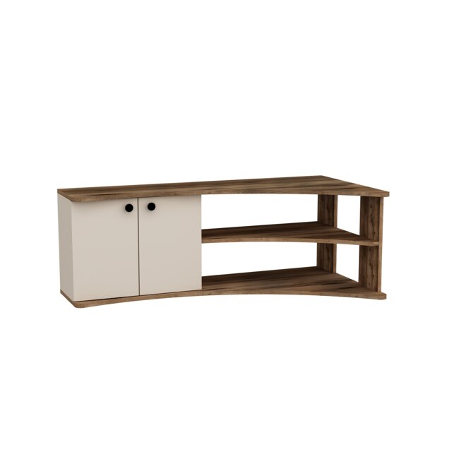 Termera Corner TV Stand Reversible Entertainment Center for 60 inch TVs Brown Light Walnut & Beige One Size 1