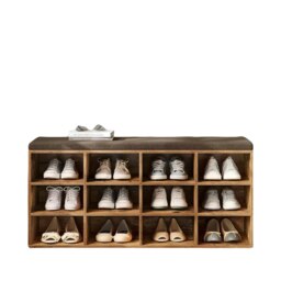 Wide Shoe Storage Bench With Cushioned Seat And Drawer Natural Brown Brown One Size