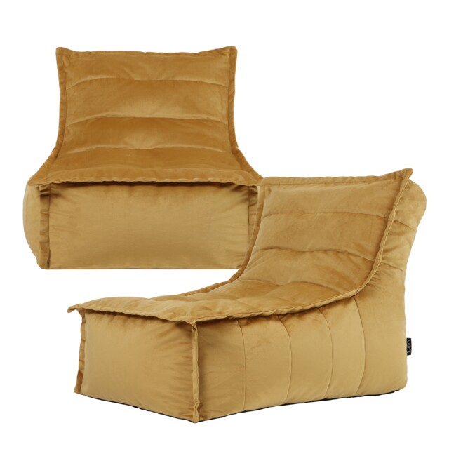 Dolce Large Beanbag Lounger Velvet Ochre Yellow Set of 2