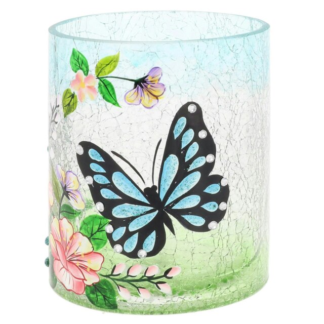 Shudehill Giftware Large Tealight Holder Crackle Butterfly Green Large 1