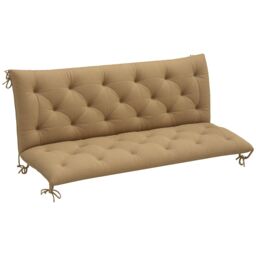 Outsunny 3 Seater Garden Bench Cushion Outdoor Seat Pad w/ Ties Khaki Brown Khaki 1