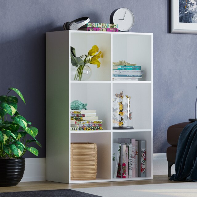 Vida Designs Durham 2x3 Cube Storage Bookcase Display Unit, White