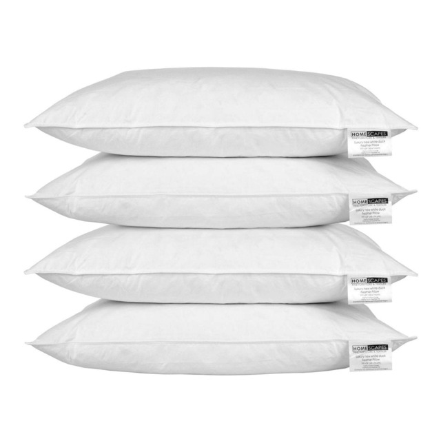 "Homescapes Duck Feather Pillow x 4 White 48cm x 74cm (19"" x 29"")"
