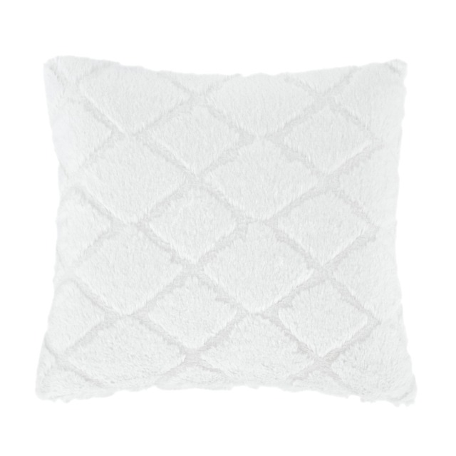Catherine Lansfield Cosy Diamond Faux Fur Soft Touch Cushion White 43x43cm
