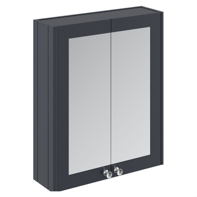 Balterley Traditional Bathroom Wall Mounted 2 Soft-Close Doors Mirror Cabinet with 1 Shelf Storage, Dark Grey, 715 x 600 x 182mm