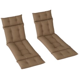 Outsunny Garden Lounge Chair Cushions Set of 2, 220gsm Fabric, Khaki Brown Khaki 2