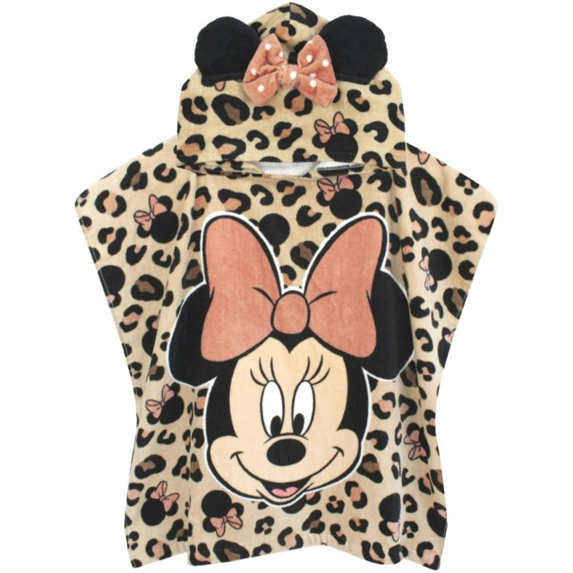 Disney Girls Minnie Mouse Poncho Hooded Towel - Pink/Black - One Size
