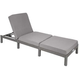 Sun Lounger Sofia with 6-step Adjustable Backrest, Thick Padding and UV-resistant Polyrattan Grey grey 1