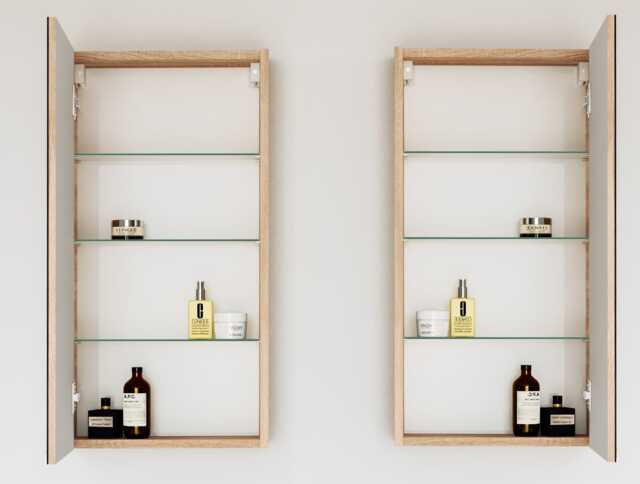 Bathroom Mirror Cabinet Mirrored Wall Unit 400mm Slimline Cupboard Narrow Storage Sonoma Oak Avir