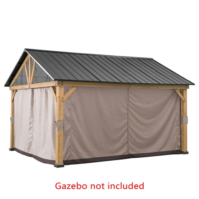Sunjoy Accessory Curtain for Sunjoy Cedar Wooden Gazebo - 4.6m X 4m, Khaki（Gazebo Not Included）