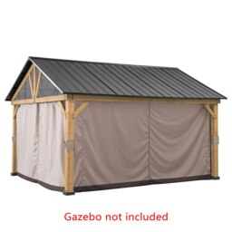 Sunjoy Accessory Curtain for Sunjoy Cedar Wooden Gazebo - 4.6m X 4m, Khaki（Gazebo Not Included）