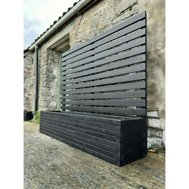 Norfolk Planter and Trellis (Pack of 2) - (Painted Wooden Planter - Choice of Colours Available) - L210 x W40 x H180 cm Black