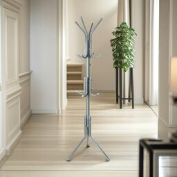 Metal Coat Stand With 12 Hooks Grey Multi One Size