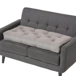 Homescapes Charcoal Grey Cotton 2 Seater Booster Cushion Grey Charcoal Grey H 10 x W 100 x D 48 cm