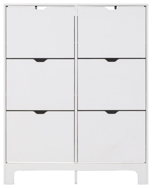 Narrow 6 Drawer Shoe Cabinet White White