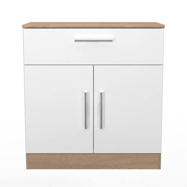 Trent 1 Drawer 2 Door Sideboard in White Matt & Black Matt (Ready Assembled) White White Matt & Black Matt