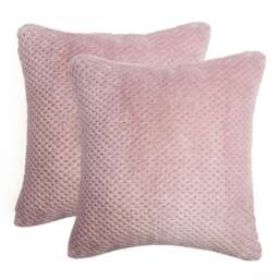 OHS 2 x Soft Waffle Textured Fleece Cushion Covers, 45x45cm - Blush Pink