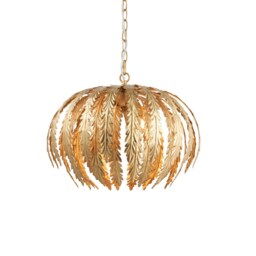 Delphine Floral Leaves 3 Light Spherical Pendant Gold Paint, E14