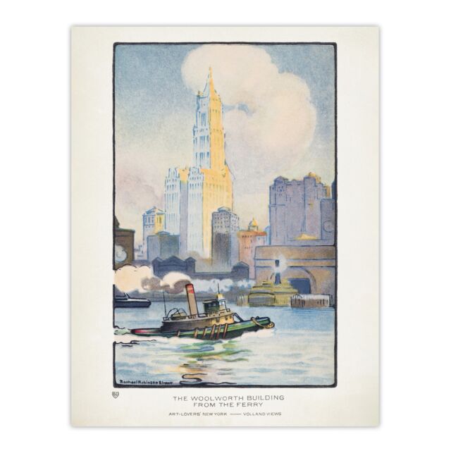 "The Woolworth Building from the Ferry Elmer Huge Wall Art Poster Print 24X32"""