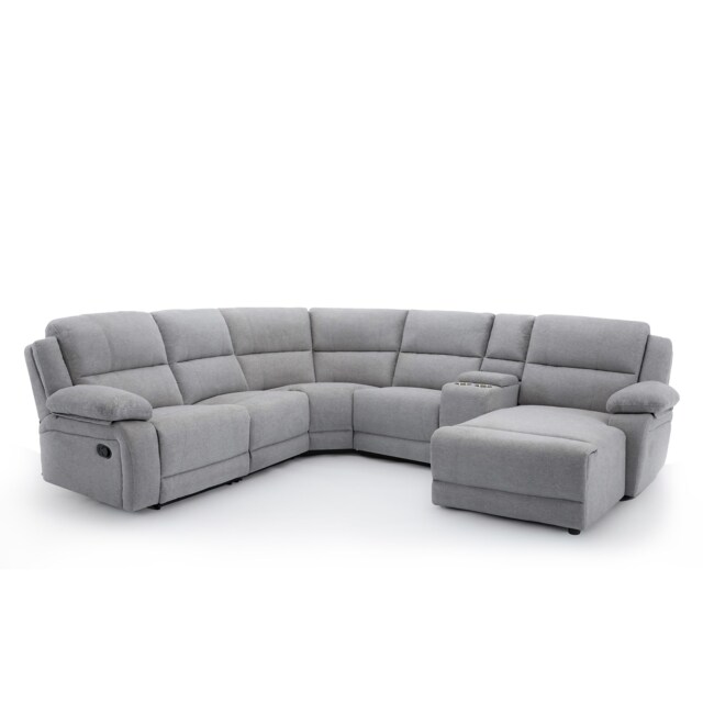 Dublin 5 Seater Recliner Corner Sofa Grey Light Grey Five Plus Seater