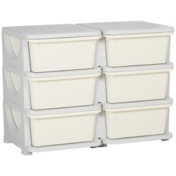 HOMCOM Kids Storage Units with Drawers 3 Tier Chest Dresser Tower Cream