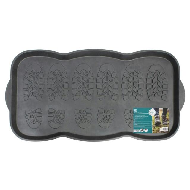 JVL Ox Rubber Boot Tray Doormat 41x81cm, Black