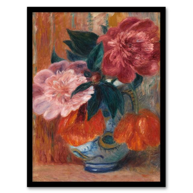 "Tulips and Peonies in Pitcher Glackens Framed Wall Art Print 12X16"""