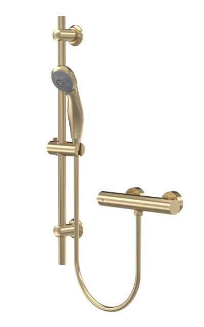 Balterley Round Bar Valve with Slider Rail Kit, Brushed Brass