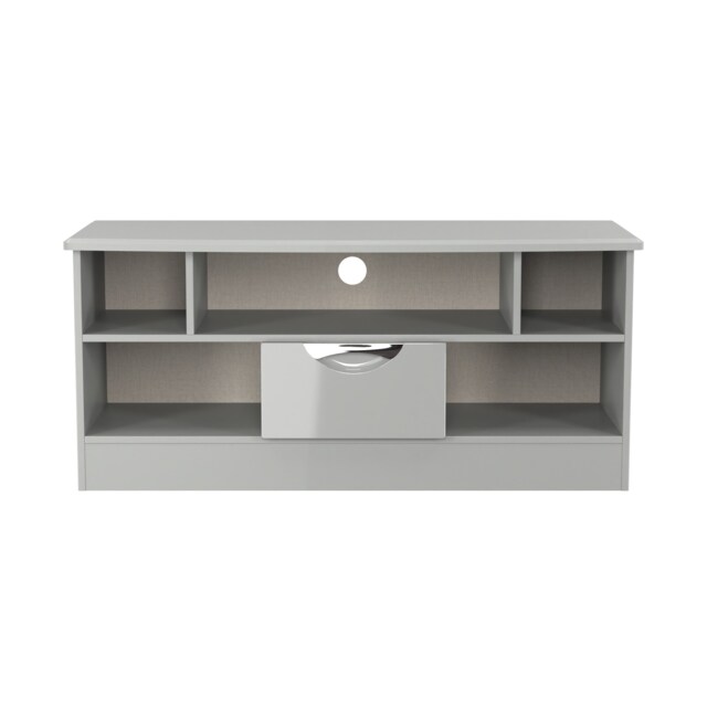 Holborn 1 Drawer TV & Media Unit in Grey Gloss & Dusk Grey (Ready Assembled) Grey Grey Gloss & Dusk Grey