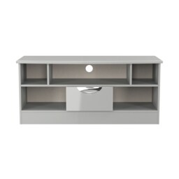 Holborn 1 Drawer TV & Media Unit in Grey Gloss & Dusk Grey (Ready Assembled) Grey Grey Gloss & Dusk Grey