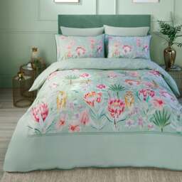 Soiree Tropical Leopard Duvet Cover Set Green