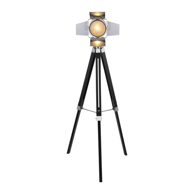 Silver and Black Tripod Floor Lamp