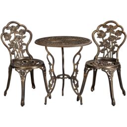 Yaheetech 3 Piece Patio Bistro Table Set with Umbrella Hole-Bronze Bronze Bronze 1