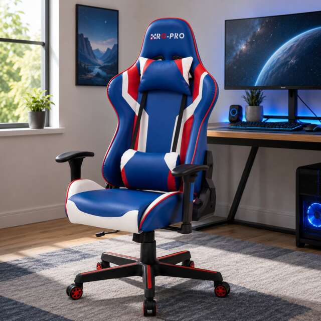 RG-PRO Gaming Office Chair High Back, Padding & Adjustable Height - Blue