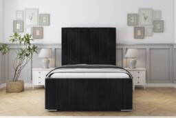 "Sloomy Radcliffe Black Naples Bed Frame With 50"" Upholstered Headboard 2'6 Small Single"