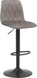 Verona Velvet Kitchen Bar Stools, Matt Black Stem & Base, Height Adjustable Gas Lift With Backrest, Breakfast Bar Stool - Grey