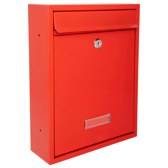 Burg-Wachter Trent Wall Mounted Galvanised Steel Lockable Post Box - 26x34x9cm Red