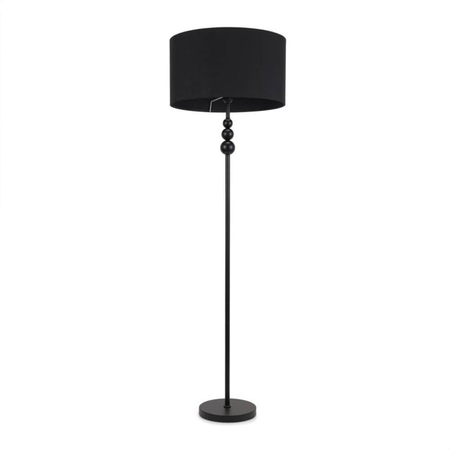 ValueLights Marissa Black Shade with Black Stacked Ball Floor Lamp and Bulb