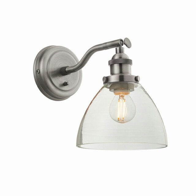 Hansen Dome Wall Lamp Brushed Silver Paint, Clear Glass