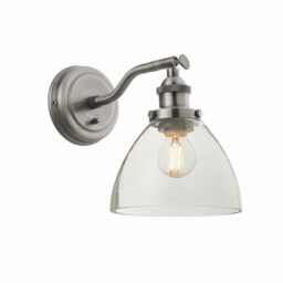 Hansen Dome Wall Lamp Brushed Silver Paint, Clear Glass