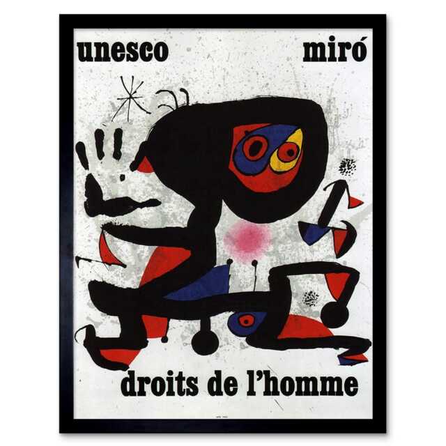 Advert Charity Unesco Joan Miro Abstract Rights Man Framed Wall Art Print