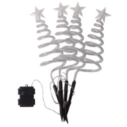 Set of 4 Battery Operated LED Cool White Spiral Tree Path Lights Christmas Decoration with Timer